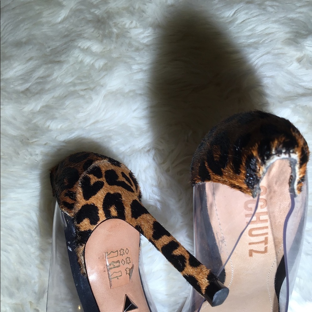Schutz womens transparent clear leopard fur pumps size 5.5B - Picture 6 of 11
